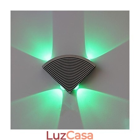 Luminária de parede Fan Quatro Luzes Verde Alumínio Acrílico