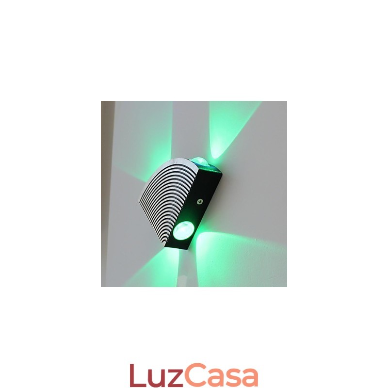 Luminária de parede Fan Quatro Luzes Verde Alumínio Acrílico