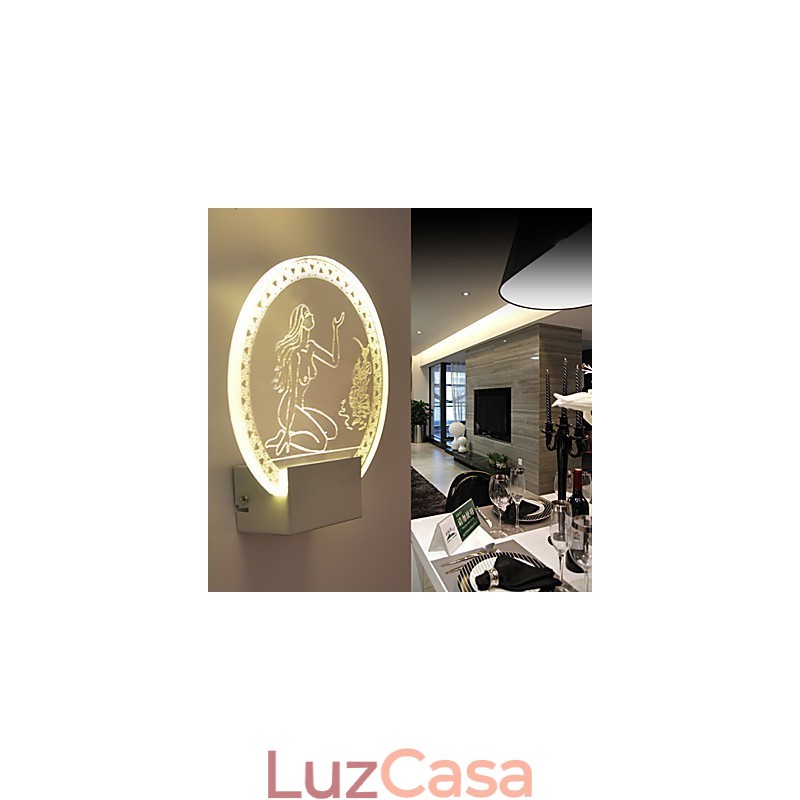 Luminária de parede acrílica PVC Lâmpada de luz Chip Moderna Contemporânea Metal 5W
