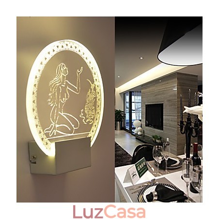 Luminária de parede acrílica PVC Lâmpada de luz Chip Moderna Contemporânea Metal 5W Luminária de parede acrílica PVC Lâmpada de luz Chip Moderna Contemporânea Metal 5W