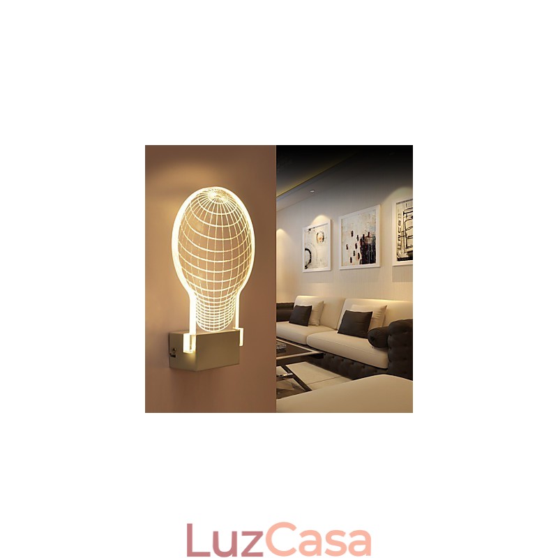 Luminária de parede acrílica PVC Lâmpada de luz Chip Moderna Contemporânea Metal