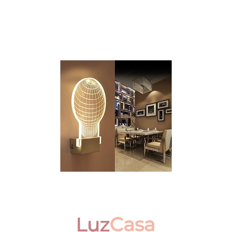 Luminária de parede acrílica PVC Lâmpada de luz Chip Moderna Contemporânea Metal