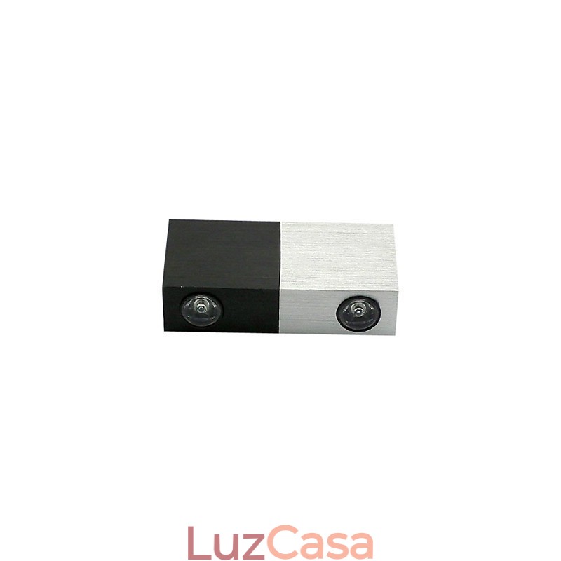 Luminária de parede moderna com design chique meio prateado meio preto corpo cúbico 2 s