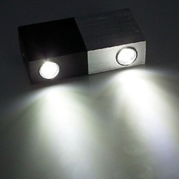 Luminária de parede moderna com design chique meio prateado meio preto corpo cúbico 2 s