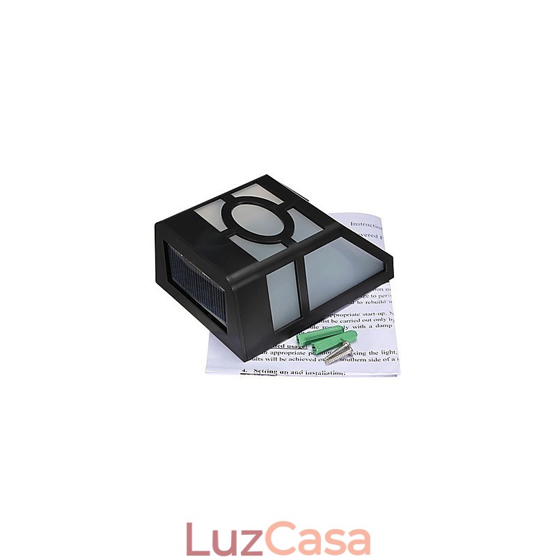 Luminária de parede com energia solar amarela quente para deck com 2 lanternas