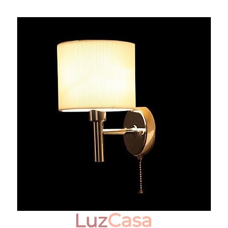 Luminária de parede elegante em metal e tecido com 1 luz em cilindro branco Luminária de parede elegante em metal e tecido com 1 luz em cilindro branco