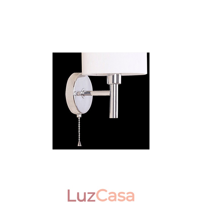 Luminária de parede elegante em metal e tecido com 1 luz em cilindro branco