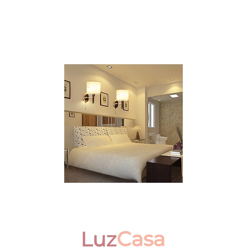 Luminária de parede elegante em metal e tecido com 1 luz em cilindro branco