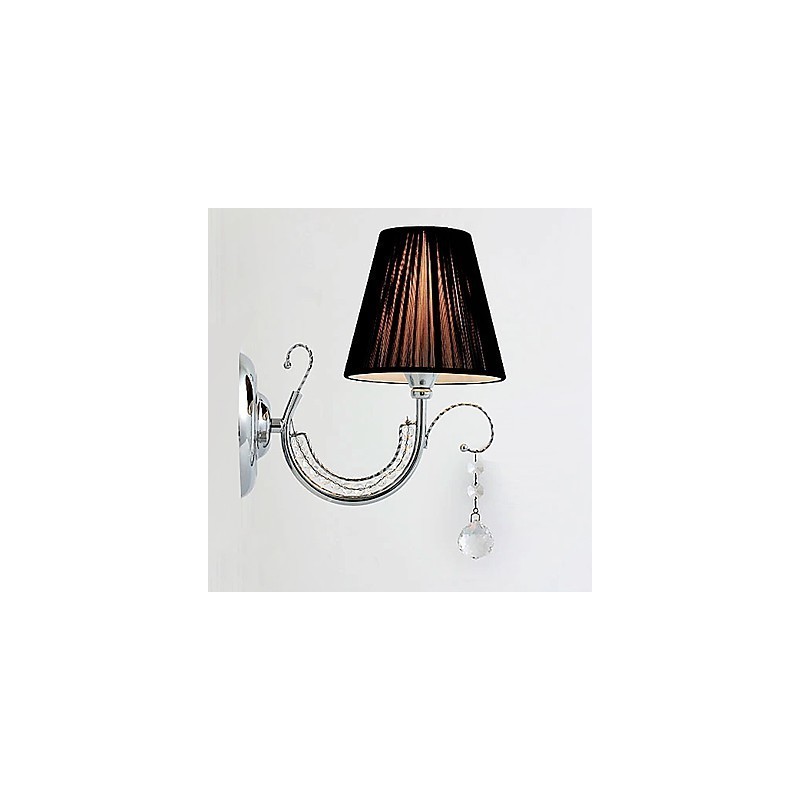 Luminária de parede contemporânea com abajur de tecido estilo lustre braço cristal gota
