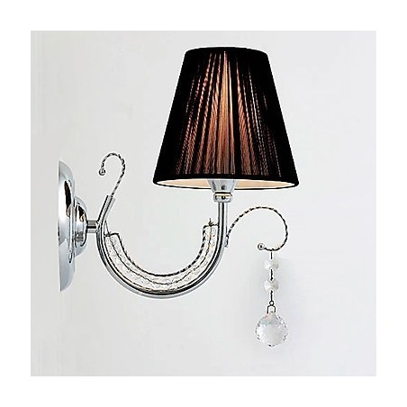 Luminária de parede contemporânea com abajur de tecido estilo lustre braço cristal gota Luminária de parede contemporânea com abajur de tecido estilo lustre braço cristal gota
