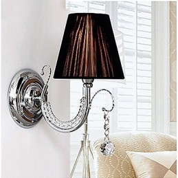 Luminária de parede contemporânea com abajur de tecido estilo lustre braço cristal gota