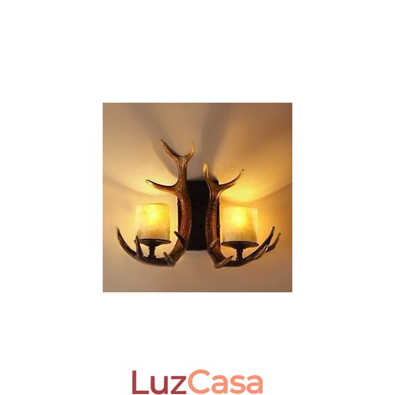 Luminária de parede com 2 luzes em chifres