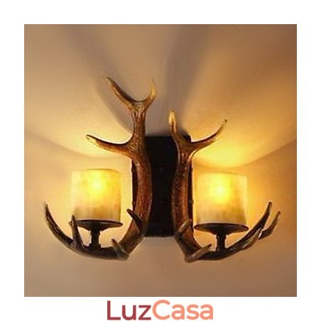 Luminária de parede com 2 luzes em chifres