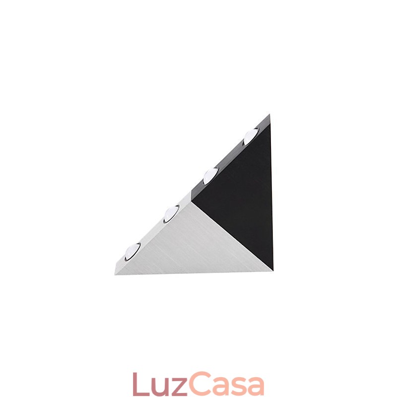Luminária de parede moderna com design em estilo triângulo chique em preto e prata