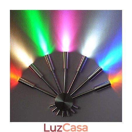 Luminária de parede moderna com luz difusa em forma de leque 7 bastões de metal estilo chique Luminária de parede moderna com luz difusa em forma de leque 7 bastões de metal estilo chique
