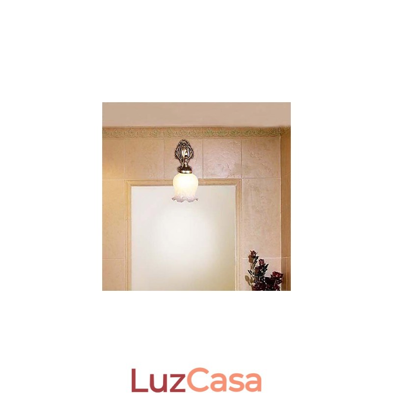 Luminária de parede para banheiro 1 luz clássica metal vidro pintura