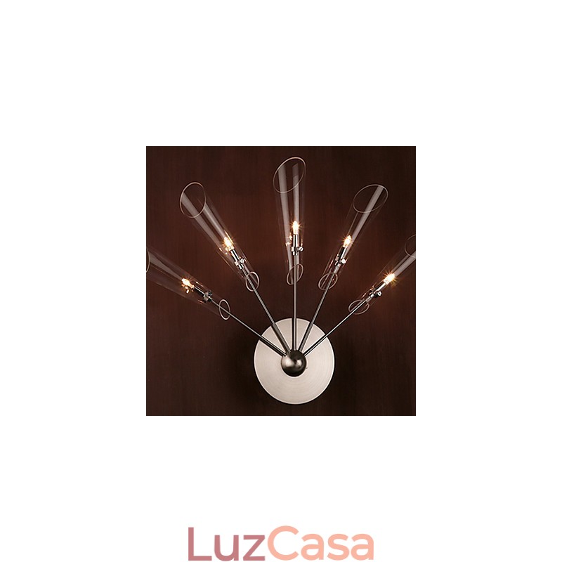 Luminária de parede de cristal artística com 5 luzes