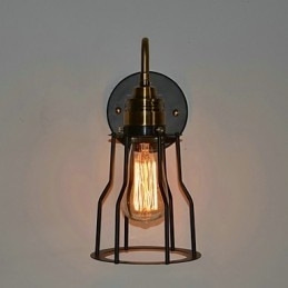 Luminária de parede artística minimalista com cúpula de esqueleto de metal preto