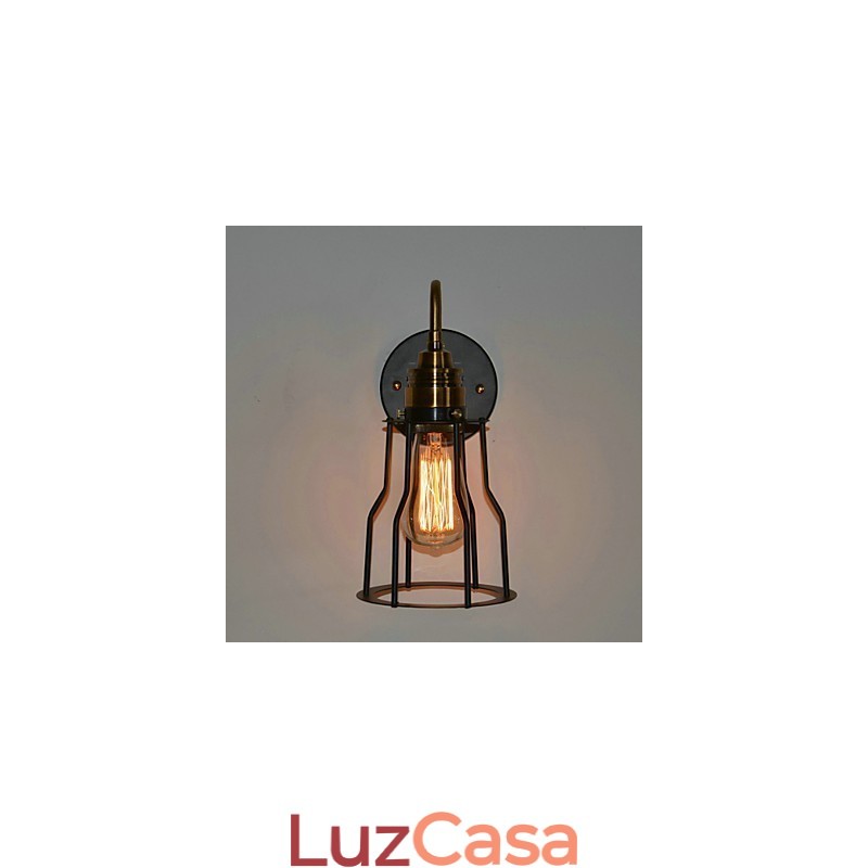 Luminária de parede artística minimalista com cúpula de esqueleto de metal preto