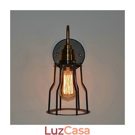 Luminária de parede artística minimalista com cúpula de esqueleto de metal preto Luminária de parede artística minimalista com cúpula de esqueleto de metal preto