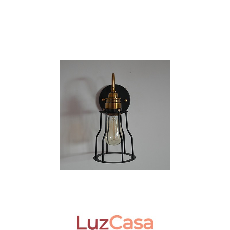 Luminária de parede artística minimalista com cúpula de esqueleto de metal preto