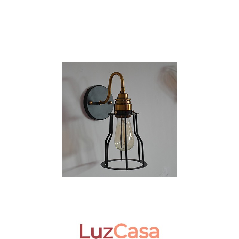 Luminária de parede artística minimalista com cúpula de esqueleto de metal preto