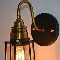 Luminária de parede artística minimalista com cúpula de esqueleto de metal preto
