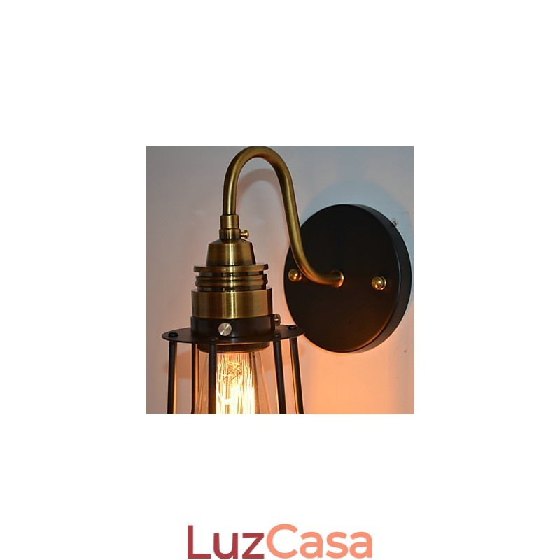Luminária de parede artística minimalista com cúpula de esqueleto de metal preto