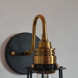 Luminária de parede artística minimalista com cúpula de esqueleto de metal preto