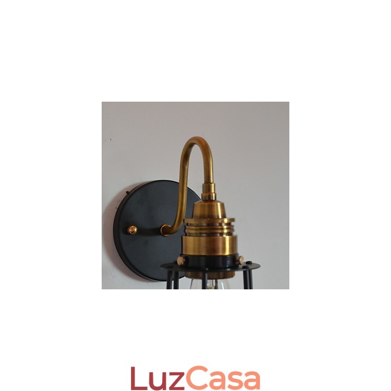 Luminária de parede artística minimalista com cúpula de esqueleto de metal preto