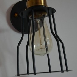 Luminária de parede artística minimalista com cúpula de esqueleto de metal preto