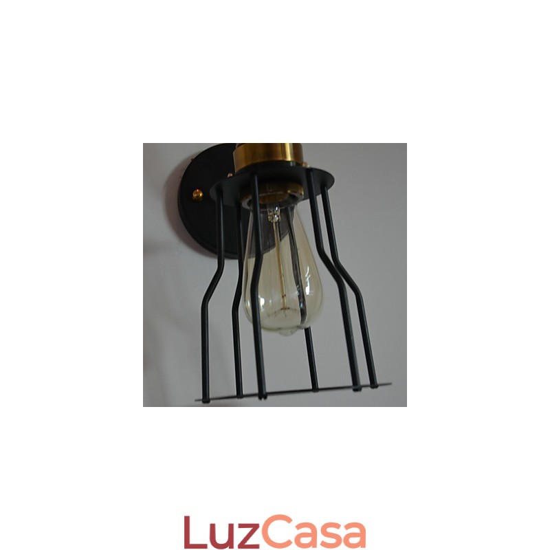 Luminária de parede artística minimalista com cúpula de esqueleto de metal preto