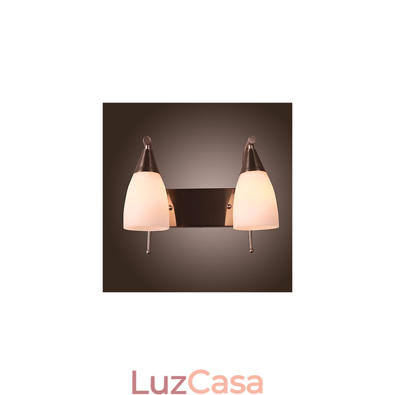 Luminária de parede 2 luzes em abajur branco