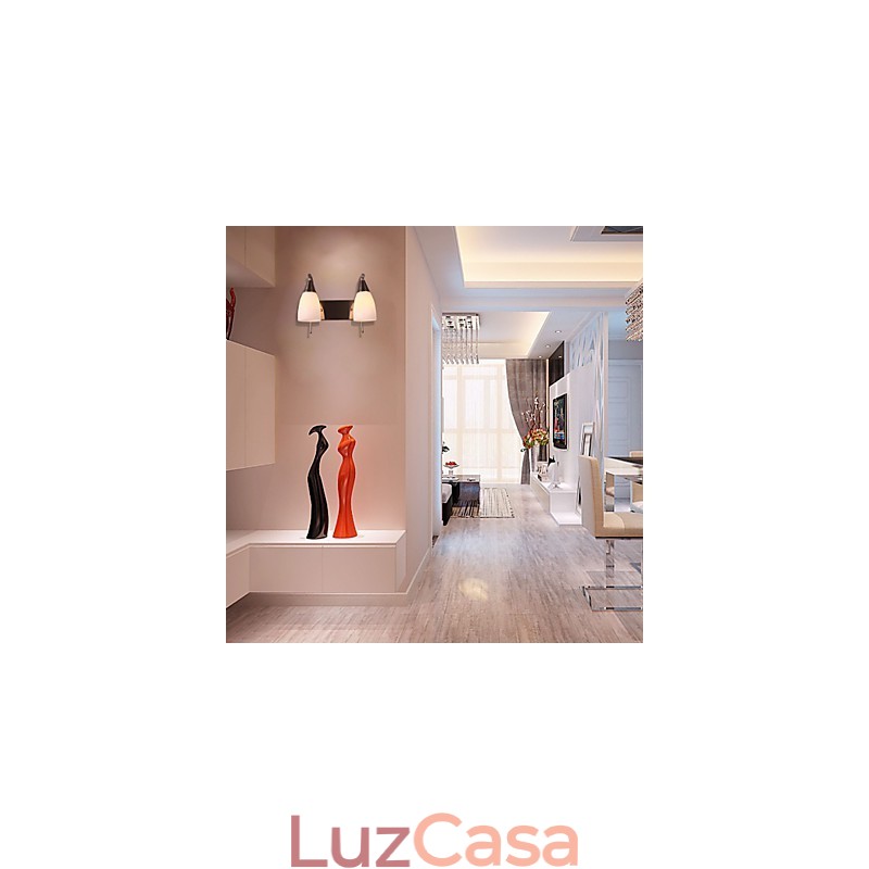 Luminária de parede 2 luzes em abajur branco