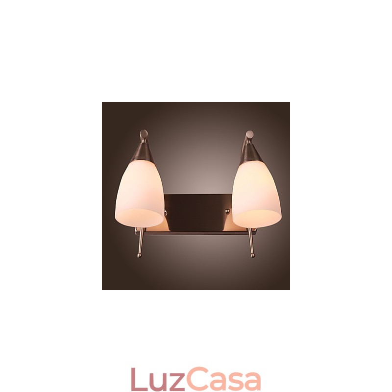 Luminária de parede 2 luzes em abajur branco