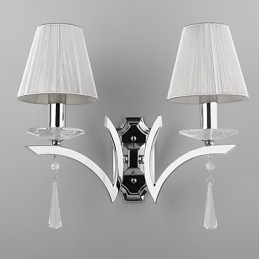 Elegante Luminária de Parede com 2 Luzes Gotas de Cristal Decoradas