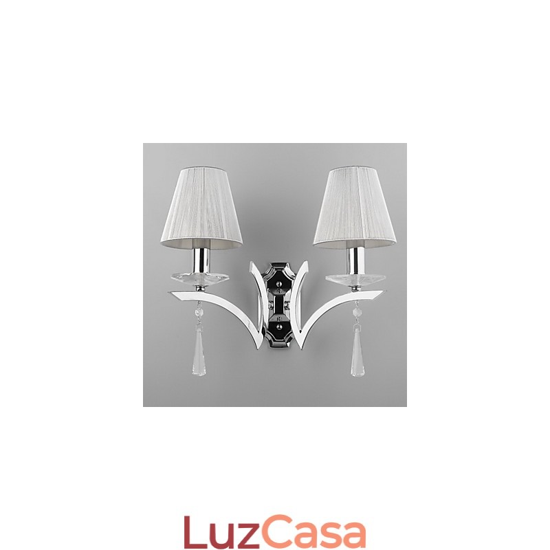 Elegante Luminária de Parede com 2 Luzes Gotas de Cristal Decoradas