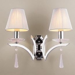 Elegante Luminária de Parede com 2 Luzes Gotas de Cristal Decoradas