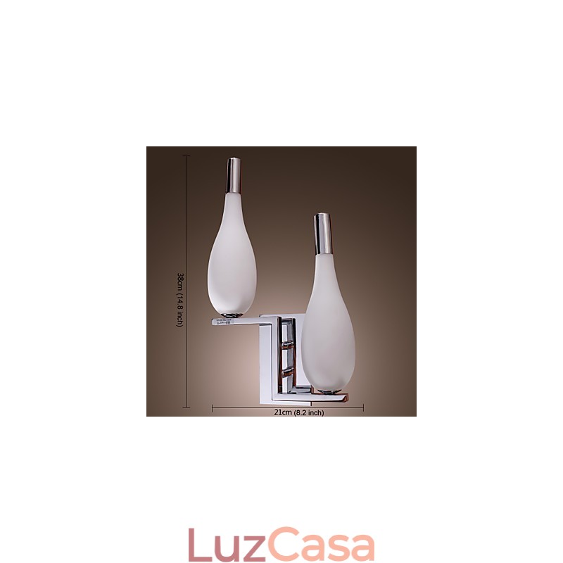 Luminária de parede de cristal com 2 luzes em formato de garrafa