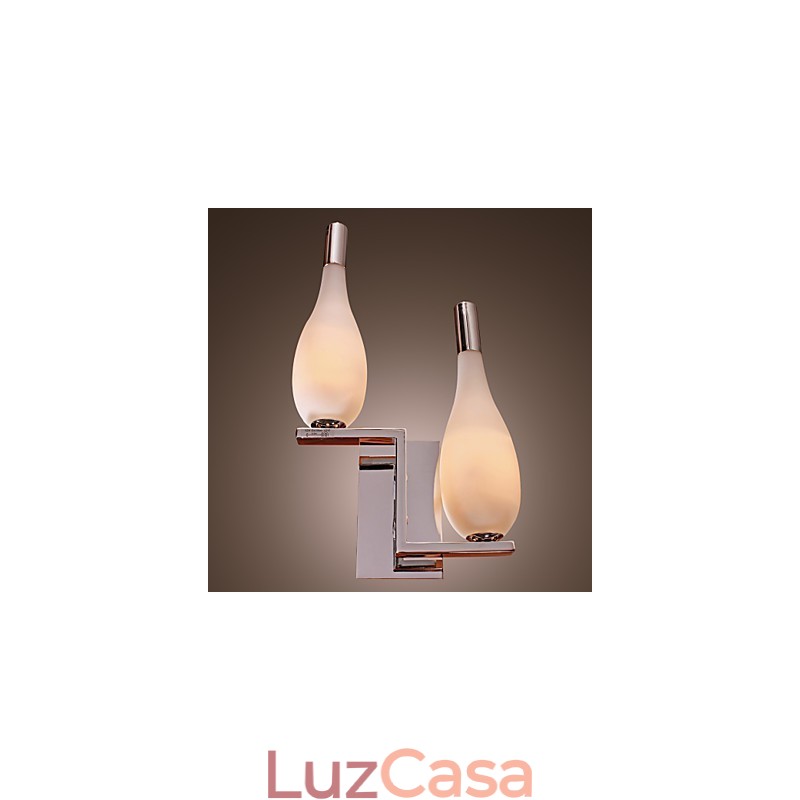 Luminária de parede de cristal com 2 luzes em formato de garrafa