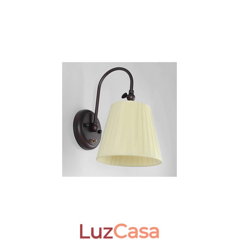 Luminária de parede de ferro com cúpula de tecido em 1 luz
