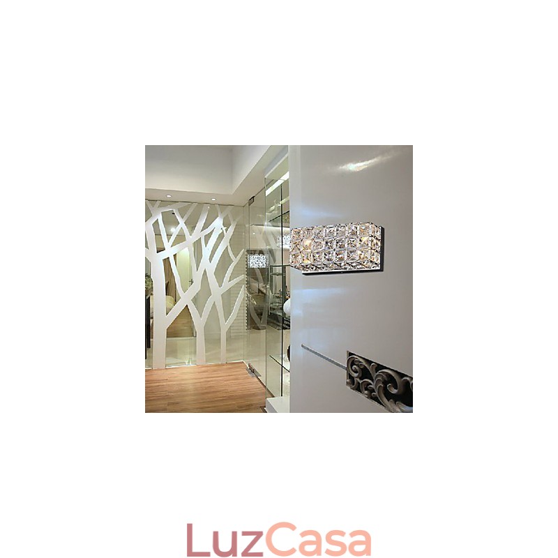 Luminária de parede quadrada de cristal em processo de galvanoplastia