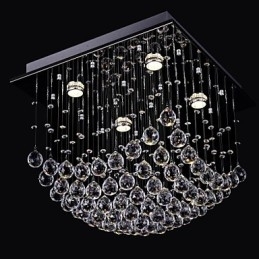 Lustre de cristal chinês elegante 4 luzes com montagem embutida