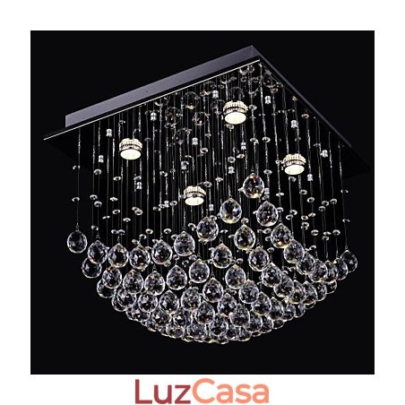 Lustre de cristal chinês elegante 4 luzes com montagem embutida Lustre de cristal chinês elegante 4 luzes com montagem embutida