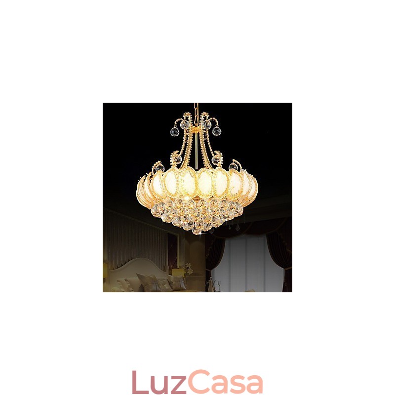 Lustre de luxo moderno com pingente de cristal, diâmetro de 50 cm, contém 8 lâmpadas