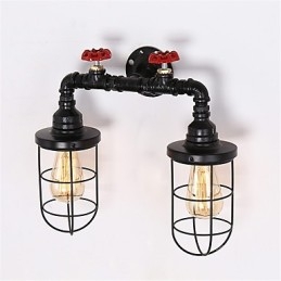 Luminárias de parede de tubo industrial vintage, luzes pretas criativas, iluminação de decoração de restaurante, café, bar, com acabamento pintado de 2 luzes