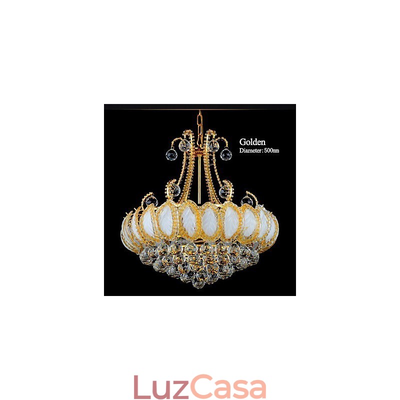 Lustre de luxo moderno com pingente de cristal, diâmetro de 50 cm, contém 8 lâmpadas