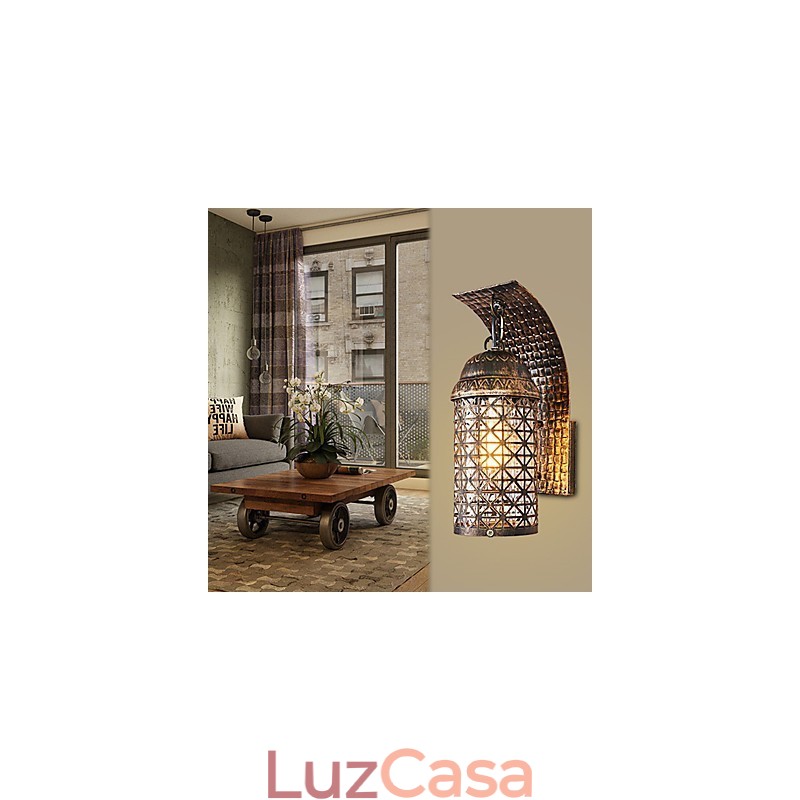 Pintura rústica de chalé para arandelas de parede estilo mini uplight, luminária de parede