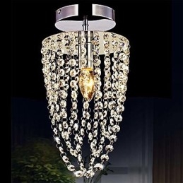1 Lustre de Cristal Transparente Moderno Cromado K9 com 1 Lâmpada