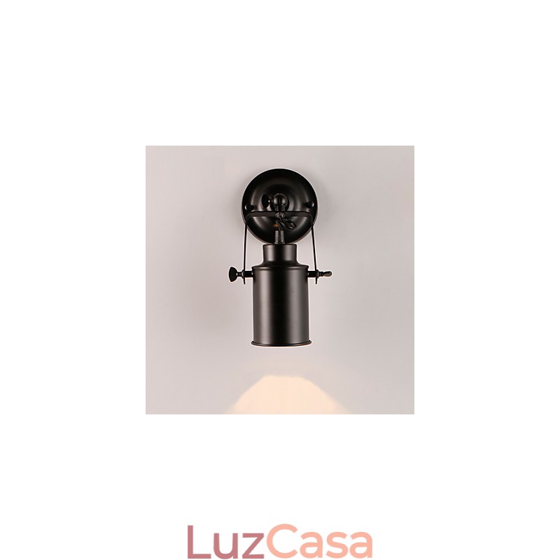 Luminária de parede vintage de metal preto para loft, sala de estar, sala de jantar, corredor, café, bares, luminária de parede